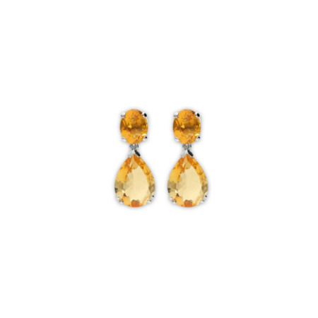 Pendientes Oro Blanco Y Citrinos. Género: Mujer. Material: Oro blanco. Piedras: Citrino