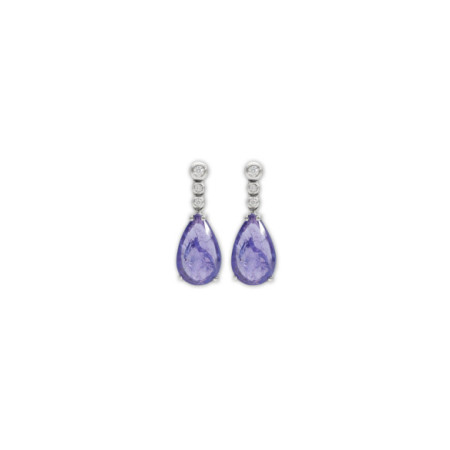 Pendientes Oro Blanco, Diamantes Y Tanzanita. Género: Mujer. Material: Oro blanco. Piedras: Diamantes,Tanzanita