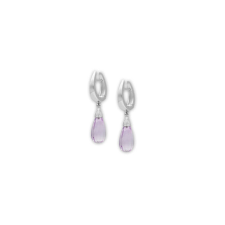 Pendientes Oro Blanco, Diamantes Y Amatista. Género: Mujer. Material: Oro blanco. Piedras: Diamantes,Amatistas