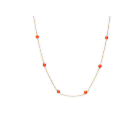Gargantilla Oro Amarillo Y Coral. Género: Mujer. Material: Oro amarillo. Piedras: Coral