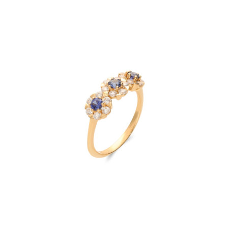 Anillo Oro Amarillo, Circonitas Y Zafiros. Género: Mujer. Material: Oro amarillo. Piedras: Zafiros,Circonitas