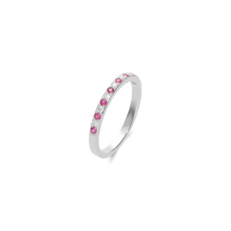 Anillo Oro Blanco, Rubíes Y Diamantes. Género: Mujer. Material: Oro blanco. Piedras: Diamantes,Rubies