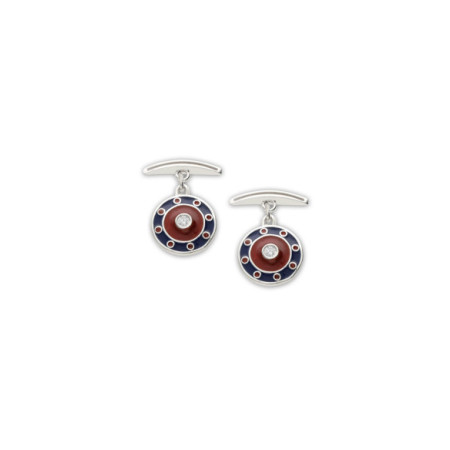 Gemelos Plata, Circonita, Esmalte Rojo Y Azul. Género: Hombre. Material: Plata. Piedras: Circonitas
