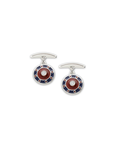 Gemelos Plata, Circonita, Esmalte Rojo Y Azul