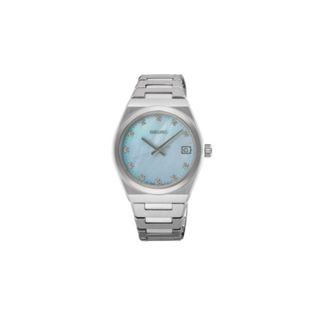 Reloj Seiko Essentials SUR603P1. Género: Mujer. Material: Acero. Tamaño: De 32mm a 38mm. Correa: Acero. Color esfera: Nácar. Estilo: Cocktail. Movimiento: Cuarzo. Características técnicas: Hora y segundero,Calendario