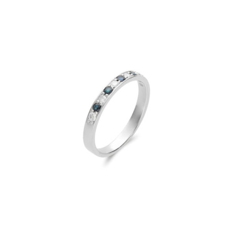 Anillo Oro Blanco, Zafiros Y Diamantes. Género: Mujer. Material: Oro blanco. Piedras: Diamantes,Zafiros