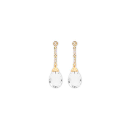 Pendientes Oro Amarillo, Diamantes Y Cristal De Roca. Género: Mujer. Material: Oro amarillo. Piedras: Diamantes,Otras gemas