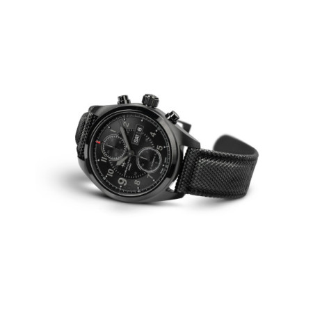 Reloj Hamilton Khaki Field Auto Chrono H71626735. Género: Hombre. Material: Acero. Tamaño: De 39mm a 42mm. Correa: Caucho. Color esfera: Negro. Estilo: Deportivo. Movimiento: Automático. Características técnicas: Calendario,Reserva de marcha,Hora y segundero,Cronógrafo