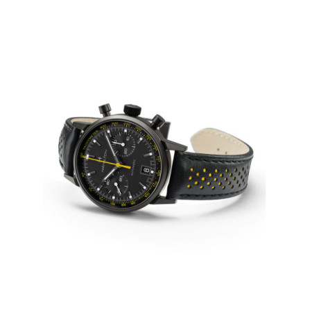 Reloj Hamilton American Classic Intra-Matic Auto Chrono H38446731. Género: Hombre. Material: Acero. Tamaño: De 39mm a 42mm. Correa: Piel. Color esfera: Negro. Estilo: Deportivo. Movimiento: Automático. Características técnicas: Cronógrafo,Reserva de marcha,Hora y segundero,Calendario