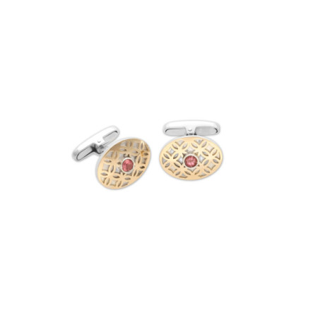 Gemelos Plata-Oro Amarillo Y Turmalina. Género: Hombre. Material: Oro amarillo,Plata. Piedras: Turmalinas