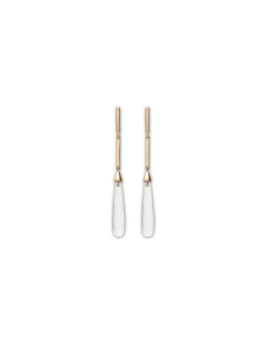 Pendientes Oro Amarillo Y Cristal De Roca