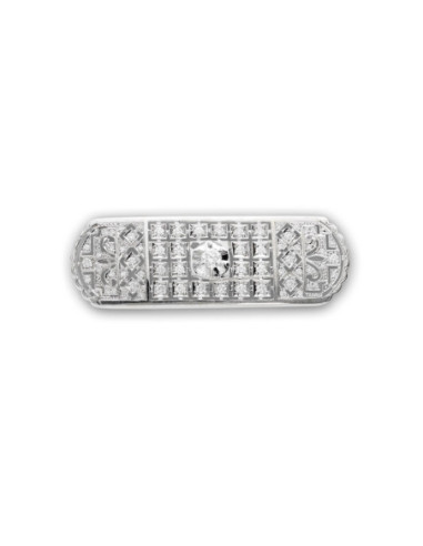 Broche Solapa Oro Blanco Y Diamantes