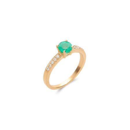 Anillo Oro Amarillo, Esmeralda Y Diamantes. Género: Mujer. Material: Oro amarillo. Piedras: Diamantes,Esmeraldas