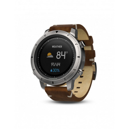 Reloj Garmin Chronos 010-01957-00. Género: Hombre. Material: Acero. Tamaño: Más de 46mm. Correa: Piel. Color esfera: Negro,Otros. Estilo: Tecnológico,Deportivo. Movimiento: Cuarzo. Características técnicas: Multifunción,Digital