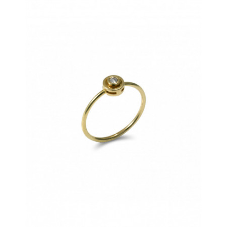 Anillo-Solitario Oro Amarillo Y Diamante. Género: Mujer. Material: Oro amarillo. Piedras: Diamantes