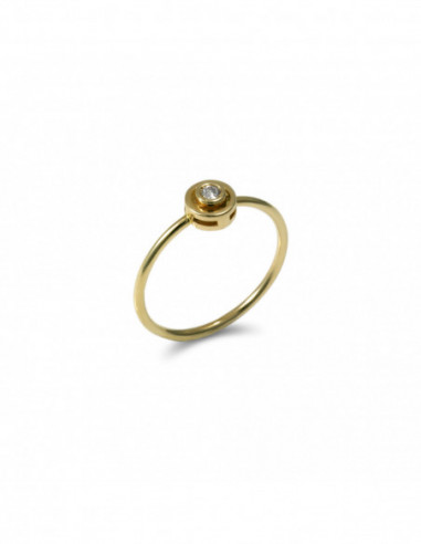 Anillo-Solitario Oro Amarillo Y Diamante
