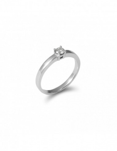 Anillo-Solitario Oro Blanco Y Diamante