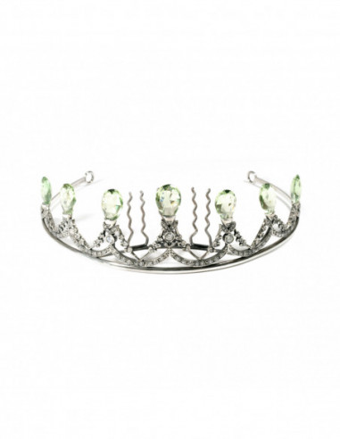 Diadema Novia Plata Circonitas Y Amatistas Verdes