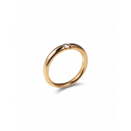 Anillo-Solitario Oro Rosa Y Diamante. Género: Mujer. Material: Oro rosa. Piedras: Diamantes