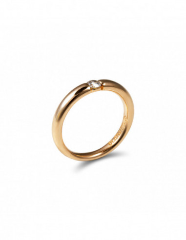Anillo-Solitario Oro Rosa Y Diamante