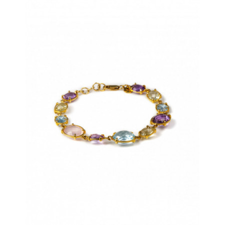 Pulsera Gemas de Color. Género: Mujer. Material: Oro amarillo. Piedras: Topacio azul,Amatistas,Otras gemas