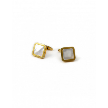 Gemelos Oro Amarillo Y Nácar. Género: Hombre. Material: Oro blanco. Piedras: Otras gemas