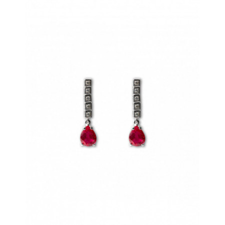 Pendientes Rubíes y Diamantes. Género: Mujer. Material: Oro blanco. Piedras: Diamantes,Rubies