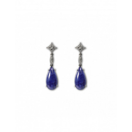 Pendientes Diamantes y Tanzanitas. Género: Mujer. Material: Oro blanco. Piedras: Diamantes,Otras gemas