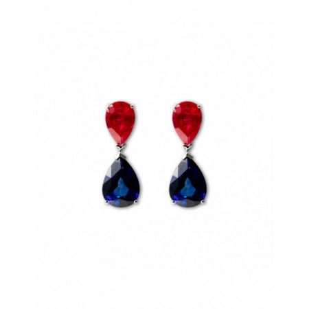 Pendientes Zafiros y Rubíes. Género: Mujer. Material: Oro blanco. Piedras: Zafiros,Rubies