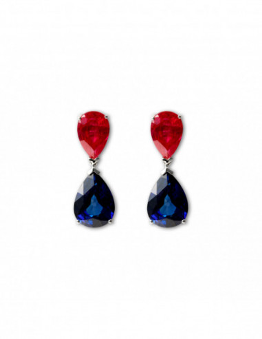 Pendientes Zafiros y Rubíes