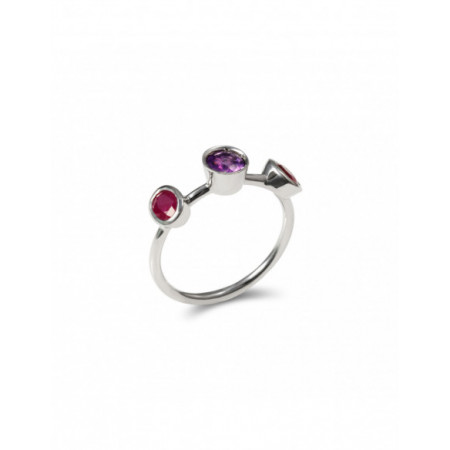 Anillo Plata Con Rubíes Y Amatista. Género: Mujer. Material: Plata. Piedras: Amatistas,Rubies