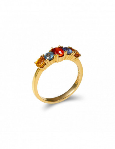 Anillo Oro Amarillo Y Zafiros
