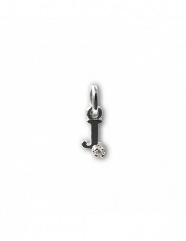 Colgante Oro Blanco Inicial J Con Diamante
