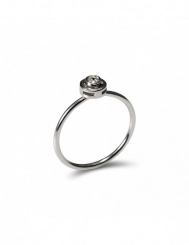 Anillo-Solitario Oro Blanco Y Diamante