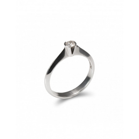 Anillo-Solitario Oro Blanco Y Diamante. Género: Mujer. Material: Oro blanco. Piedras: Diamantes