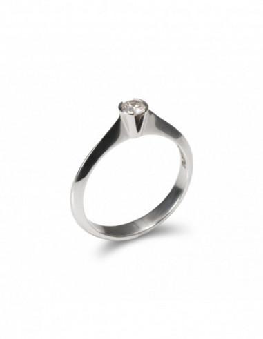 Anillo-Solitario Oro Blanco Y Diamante