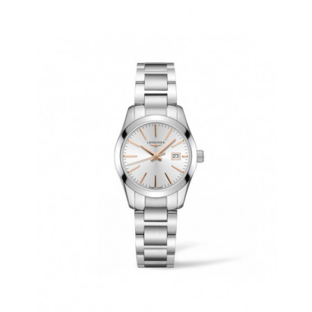 Reloj Longines Conquest Classic L2.286.4.72.6. Género: Mujer. Material: Acero. Tamaño: Menos de 32mm. Correa: Acero. Color esfera: Blanco. Estilo: Clásico. Movimiento: Cuarzo. Características técnicas: Calendario