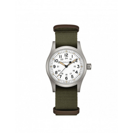 Reloj Hamilton Khaki Field H69439411. Género: Hombre,Mujer. Material: Acero. Tamaño: De 32mm a 38mm. Correa: Nato. Color esfera: Blanco. Estilo: Aviador. Movimiento: Cuerda. Características técnicas: Calendario
