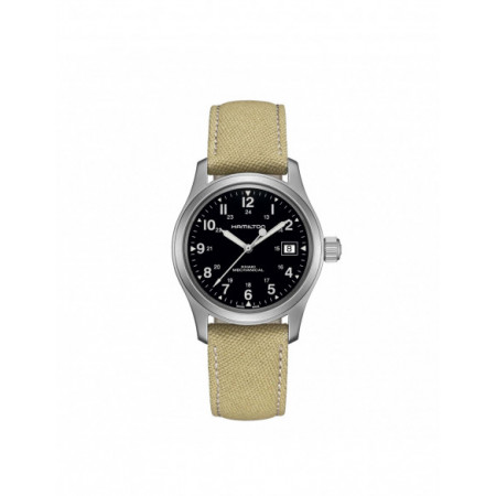 Reloj Hamilton Khaki Field H69439933. Género: Hombre,Mujer. Material: Acero. Tamaño: De 32mm a 38mm. Correa: Textil,Nato. Color esfera: Negro. Estilo: Aviador. Movimiento: Cuerda. Características técnicas: Hora y segundero,Calendario,Reserva de marcha