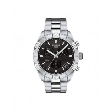 Reloj Tissot PR100 Sport Gent Chronograph T101.617.11.051.00. Género: Hombre. Material: Acero. Tamaño: De 43mm a 46mm. Correa: Acero. Color esfera: Negro. Estilo: Deportivo. Movimiento: Cuarzo. Características técnicas: Hora y segundero,Calendario,Cronógrafo