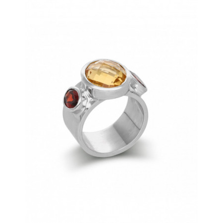 Anillo Plata Con Citrino Y Granates. Género: Mujer. Material: Plata. Piedras: Citrino,Otras gemas
