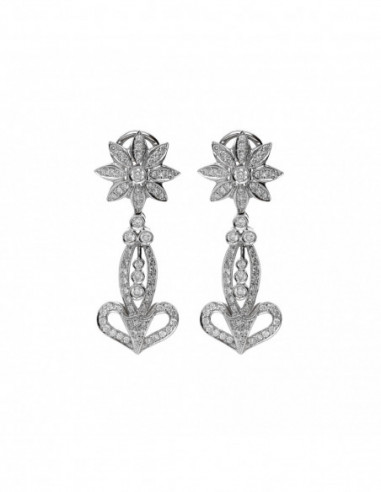 Pendiente Oro Blanco Y Diamantes