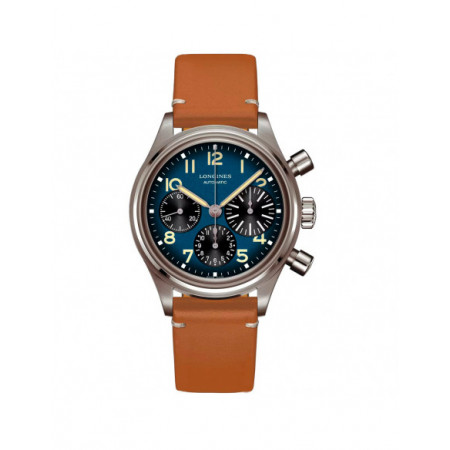 Reloj Longines Avigation BigEye L2.816.1.93.2. Género: Hombre. Material: Titanio. Tamaño: De 39mm a 42mm. Correa: Piel. Color esfera: Azul. Estilo: Casual. Movimiento: Automático. Características técnicas: Cronógrafo,Reserva de marcha,Hora y segundero