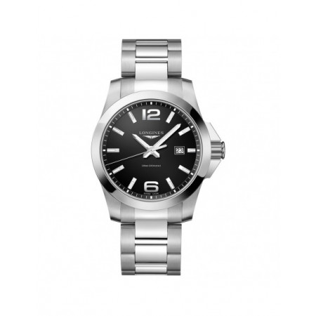 Reloj Longines Conquest L3.760.4.56.6. Género: Hombre. Material: Acero. Tamaño: De 43mm a 46mm. Correa: Acero. Color esfera: Negro. Estilo: Casual. Movimiento: Cuarzo. Características técnicas: Hora y segundero,Calendario