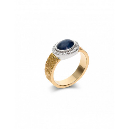 Anillo Oro Amarillo, Zafiro Y Diamantes. Género: Mujer. Material: Oro amarillo,Oro blanco. Piedras: Zafiros,Diamantes