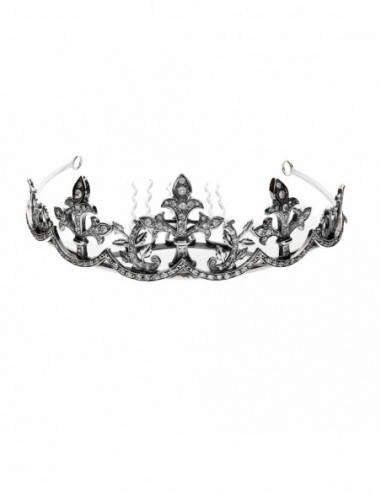 Diadema Novia Plata Flor de Lis