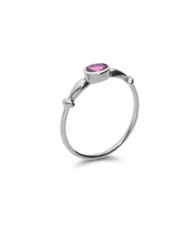Anillo Oro Blanco Y Zafiro Rosa