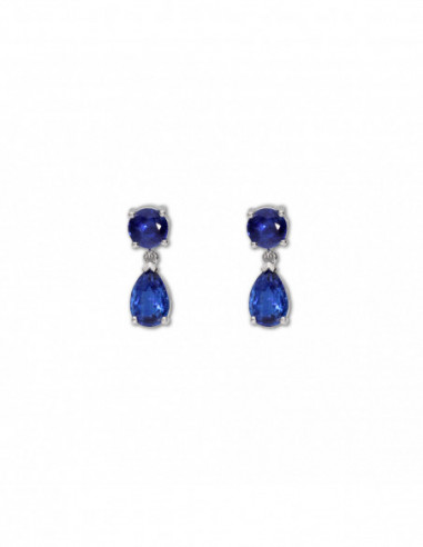 Pendientes Oro Blanco Y Cianita