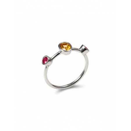 Anillo Plata, Citrino Y Rubíes. Género: Mujer. Material: Plata. Piedras: Citrino,Rubies