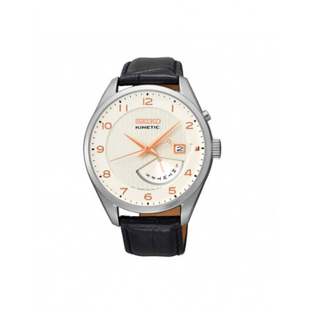 Reloj Seiko Kinetic Neo Classic SRN049P1. Género: Hombre. Material: Acero. Tamaño: De 39mm a 42mm. Correa: Piel. Color esfera: Blanco. Estilo: Clásico. Movimiento: Kinetic. Características técnicas: Hora y segundero,Calendario